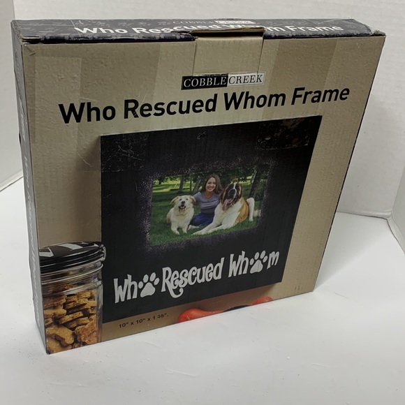 Cobble Creek | Who Rescued Whom Dog Pet Picture Frame | Distressed Wooden Frame - Picture 8 of 9